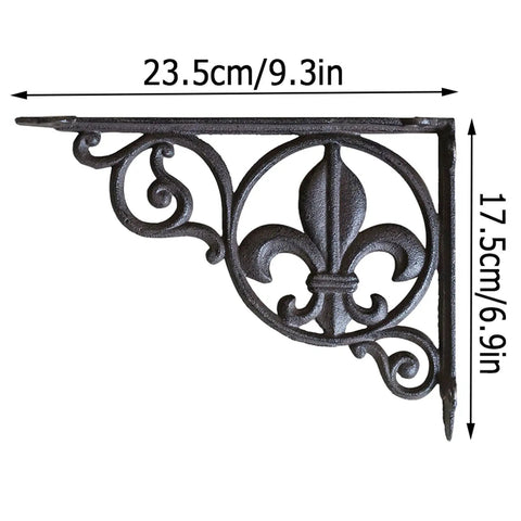 Heavy Duty Iron Corner Braces Tough As Nails Floating Shelf Supports Wall Mounted Triangle Plant Stand Steel L Brackets Set Of Two, decorative design with measurements.