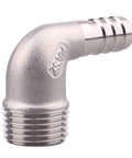 Stainless steel 1/2-in hose barb to 1/2-in male NPT 90-degree elbow fitting