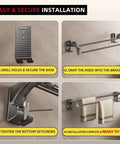 Step-by-step installation of 27.5 Inch Double Towel Bar For Bathroom Wall Mount With Four Fixed Hooks Rustproof Stainless Steel