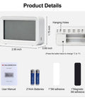 WiFi Thermometer Hygrometer Real Time Temperature And Humidity Sensor For Smart Home Nursery Greenhouse And Storage Remote Monitoring Via Smart Life Tuya App Over 2.4GHz WiFi No Hub Needed, 2.95-inch white unit with batteries and mount