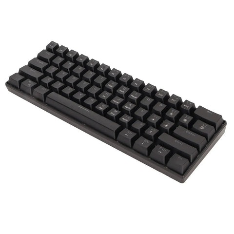 Badass Portable 61 Key Mechanical Gaming Keyboard With Vivid Led Backlight Ultra Compact 60 Layout Usb C Cord Responsive Switches top view in black.