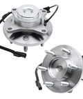 Front Wheel Bearing Hubs Assembly Set For 2WD 6 Lug Ford F-150 Expedition And Lincoln Navigator 2011 To 2014 Replacement Pair Front Left And Right Hub Bearings image showing metal hubs with ABS sensor wire and bolt flange.