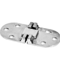 Built Like A Tank Marine Grade 316 Stainless Steel Hidden Hinge Set for cabins, features a mirror finish and six mounting holes.