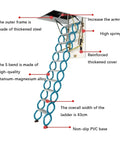 Heavy Hitter Electric Telescoping Attic Ladder Pull Down Folding Loft Stair with titanium-magnesium alloy and PVC base.