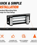 Ford Ranger Raptor 2024-2026 4 Roller Fairlead Winch Accessory For UTV ATV Heavy Duty Steel Cable Guide Built To Last With Stable Guidance And Standard Central Mount Compatible With 2000Lb-12000Lb Winches, black steel roller fairlead with pre-drilled mounting holes