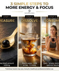 Steps to use Pure Himalayan Shilajit Resin 30 Gram Jar, measuring, dissolving in warm drink, consuming for energy.