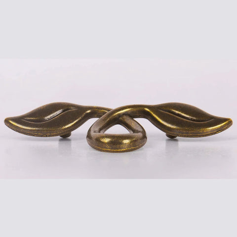 4 Pack Vintage Style Leaf Drawer Pulls for Dresser and Cabinet Hardware Antique Bronze Finish With Black And White 50 Mm Center To Center Holes Includes 25 Mm And 45 Mm Screws Zinc Alloy Durable Knob Handles front view