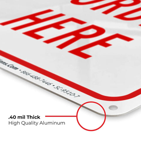 Close-up of corner and thickness of Personalized Metal Sign With Red Border For Office Home Business And Airbnb 10 By 7 Inches Rust Free Aluminum