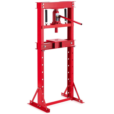 Beefy 12 Ton H Frame Shop Hydraulic Press With Adjustable Worktable And Steel Plates For Bearing Removal, Metal Bending