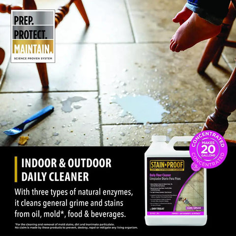 Stain Proof Daily Floor Cleaner Concentrate with Enzymatic Cleaning Formula for tile marble porcelain ceramic and luxury vinyl floors.