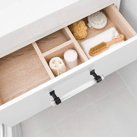 Drawer with Five Pack Acrylic Cabinet Pulls With Five Inch Hole Centers 128mm Modern Black Matte Lucite T Bar Drawer Handles