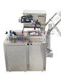 Automatic Paste And Liquid Filling Sealing Machine With Horizontal Mixing Hopper For Chili Sauce And Juice 30 To 300 Ml Bottle Filler in stainless steel.