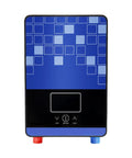 Top Shelf Electric Tankless Water Heater 110V 4500W in blue with LED controls, wall-mounted for instant heat in bathrooms or kitchens.