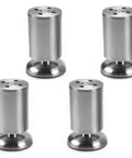 Bulletproof Stainless Steel Table Legs With Non Slip Rubber Bottom Caps For Heavy Cabinet Support Polished Silver Finish shown from multiple angles.