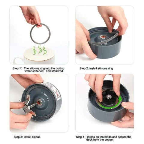 Installation process of Upgrade Blender Cup And Extractor Blade Compatible With 600W And 900W Blenders 24oz Replacement Parts Set