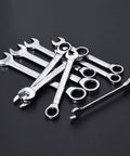 12-piece boxed Ratchet Spanner Set With Metric Wrenches For Home Garage Use, Easy Grip Hand Tools Kit For Tight Spaces.