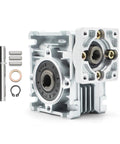 Worm gear reducer NMRV-030 from Jecoupoon, angled front view showing output shaft.