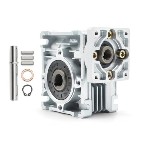 Worm gear reducer NMRV-030 from Jecoupoon, angled front view showing output shaft.