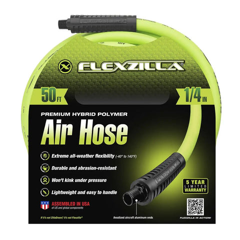 Heavy Duty Air Compressor Hose Pack Of Ten Delivering Fifty Foot Runs With One Quarter Inch Mnpt Fittings offers flexible hybrid polymer design.