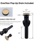 Overflow pop-up drain with dimensions and metal cover for Brushed Gold 8 Inch Widespread Bathroom Faucet With Two Handles