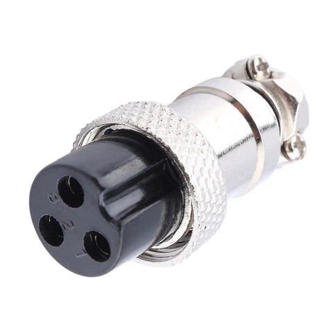 Beefy 3 Pin Aviation Plug Socket Set For Panel Mount, Metal Wire Connector With Screw Type Male And Female Contacts, 400V 5A