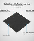 Self Adhesive EVA Furniture Leg Pads For Floor Protection Cushioned Glides For Hardwood And Tile with square design