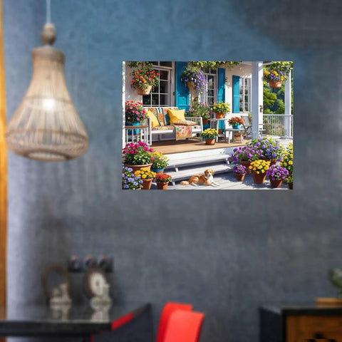 Wall display of Two Pack Flower House Diamond Art Kits For Adults Full Drill DIY Gem Art 12 X 16 Inch With whimsical design