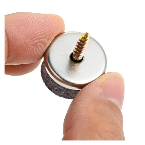 Close-up of Top Shelf Screw On Floor Protectors And Table Glides 24 Pack Universal Furniture Leg Pads with Silky Felt Bottoms.