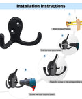 Installation guide for 4 Pack Wall Hooks Set, Heavy Duty Metal Coat Hangers In Black, Wall Mounted With Screws, Retro Cup Design