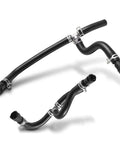 2-Piece Inlet And Outlet HVAC Heater Hose Line Assembly With Clamps For Chevrolet Traverse 2009-2017, GMC Acadia 2007-2017, And Buick Enclave 2008-2017, No-Brainer Install Replacement Hose Kit displayed on white background
