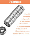 Stack of 6204RS ball bearings 20x47x14mm with features like low friction and high hardness listed, two-pack deep groove bearings.