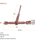 Heavy Duty Double Jaw Ratchet Turnbuckle With Forged Eyes 28000 Lbs Capacity 4 Pack 12 Inch Barrel Takes Up 10 Inches in red color.