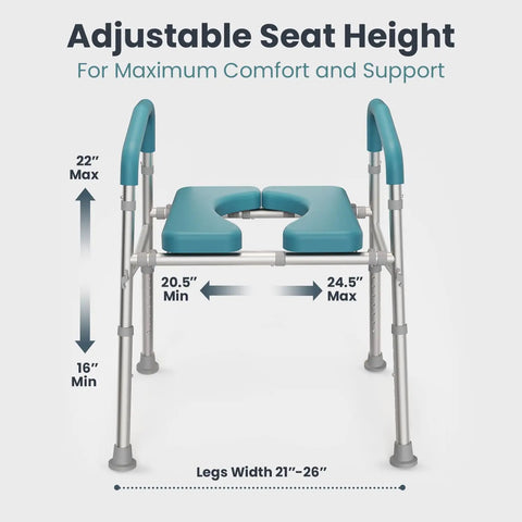 Adjustable Height Toilet Seat With Rock Solid Dual Handles And Real Heavy Duty Four Hundred Pound Support Quick No Sweat Assembly For Seniors And Post Surgery Recovery Top Shelf Stability Plus Super Comfy Armrest Grips In Grey