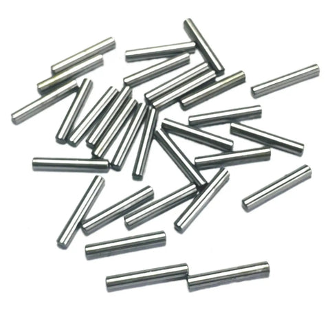 Knockout Quality Heavy Hitter 30 Pack 1/8 X 3/4 Inch Alloy Steel Dowel Pins scattered on a white background.