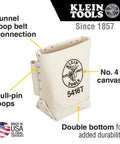Heavy Duty No 4 Canvas Tool Bag With Bull Pin And Bolt Pouch For Rigs, 5 By 10 By 9 Inch, Double Bottom Construction, Tunnel Loop Belt