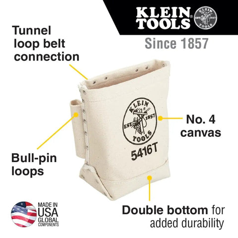 Heavy Duty No 4 Canvas Tool Bag With Bull Pin And Bolt Pouch For Rigs, 5 By 10 By 9 Inch, Double Bottom Construction, Tunnel Loop Belt