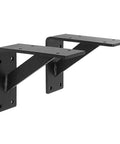 Heavy Duty Industrial Wall Mount Shelf Brackets Go To Space Saving Iron L Braces Sleek Black Floating Shelf Hardware Top Tier Room Hack With Easy Diy Setup For Kitchen Bedroom And Bath Solid Pair - black iron wall brackets with flat shelf mounts.