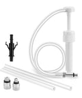 Lower Unit Gear Oil Pump With Universal Adapters For Standard Quart Bottles A DIY Friendly Fluid Transfer Tool For Outboard Motors Cars And Motorcycles Includes 8mm And 10mm Adapters Plus A Third Hand Butterfly Adapter. Visible: pump, tubes, adapters.