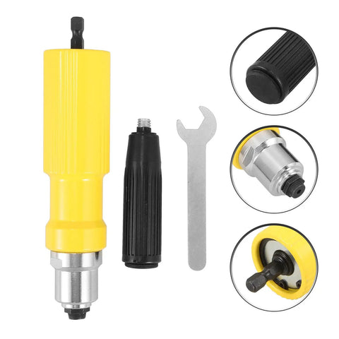 Vicasky Electric Rivet Adapter Tool Kit For Drill Plastic And Alloy Steel Construction Effortless Cordless Rivet Nut Setting Accessory That Makes Quick Work Of Auto Repair Jobs And Heavy Duty DIY Projects With Reliable Performance And Rock Solid Build, drill attachment with wrench