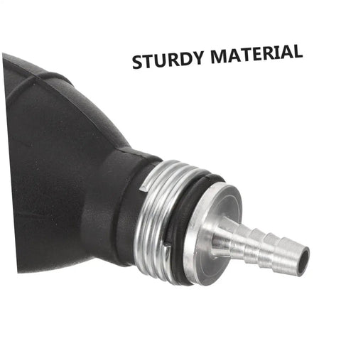 2 Pack Manual Fuel Transfer Siphon Pump Hand Squeeze Liquid Sucker For Gasoline And Diesel Refueling Cars Boats And Outdoor Equipment Portable Lightweight Quick Transfer Kit, black plastic and stainless nozzle close-up