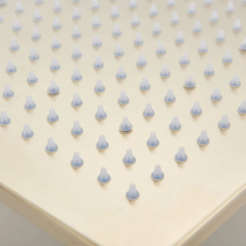 Soft silicone nozzles on 12 Inch Square Rain Shower Head High Pressure Showerhead Brushed Gold For Luxe Bathrooms Stainless Steel