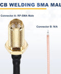 2 Pack RP SMA Female To PCB Solder Wire Pigtail Cable 4 Inch Length 10 cm RG178 Coaxial Cable With Washers And Nuts