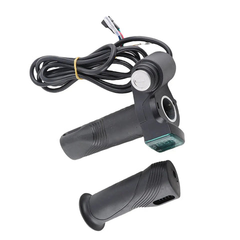 Electric Throttle Grip With Ignition For Scooters And E Bikes, Plug And Play Universal Handlebar Speed Controller, Volt Meter Readout