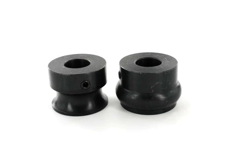 Five Eighths Inch Round Bead Roll Dies Set for bead rollers with twenty two millimeter shafts, black oxide coated, side view