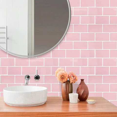 Pink Subway Tile Peel And Stick Backsplash Kit 10 Premium Self Adhesive Tiles for Kitchen and Bathroom with Stronger Adhesive