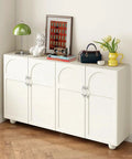 White cabinet with decorative items, not featuring product 10 Pack 4 Inch Satin Nickel Cabinet Pulls Zinc Alloy Drawer Handles For Kitchen Cabinets.