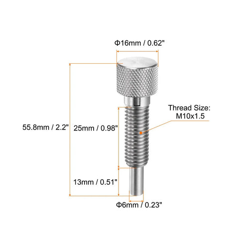 2 Pack M10x1.5 Stainless Steel Spring Plungers With 6mm Pin Dia Lockout Type Retractable Quick Release Pins For Industrial Equipment And Machinery Durable Index Plunger Set For Easy Positioning And Secure Fit