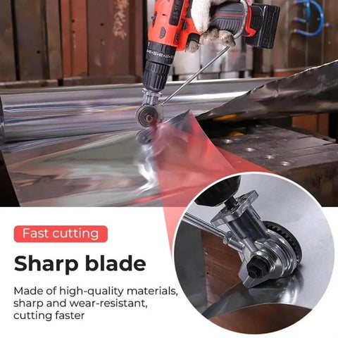 Electric Drill Metal Cutting Shears For Iron And Tin Plates No Hassle Labor Saving Retrofit Tool cutting through metal sheet