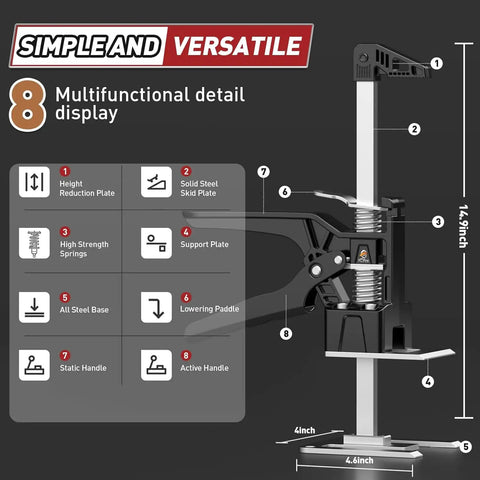 Xclifes Labor Saving Arm Jack 2 Pack Furniture Lifter Tool Black White Heavy Duty Steel Upgraded detailed features overview.