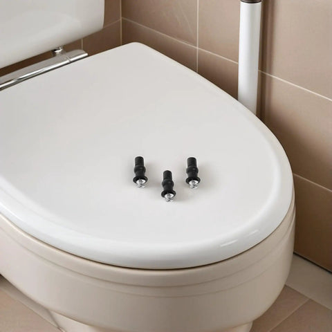 8-Piece Toilet Seat Replacement Screws And Black Rubber Bolts Kit, Universal Fit, Easy Install, No Tools Needed, Durable Hardware For Quick Tighten And Secure Seat Replacement on toilet seat